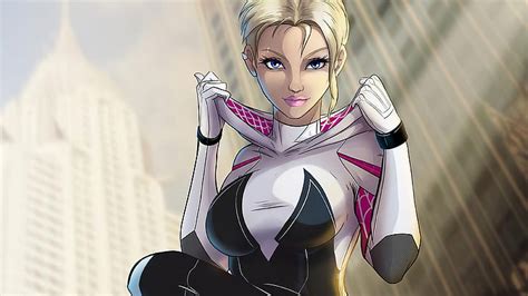 Online Crop HD Wallpaper Comics Gwen Stacy Blonde Blue Eyes DC