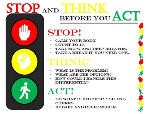 Stop Think Act Poster By Souly Natural Creations Tpt