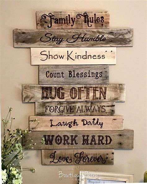 Handmade wood signs make great home decorations, gifts, and fun holiday projects for the whole family. Family Rules - christian - home decor - home inspiration ...