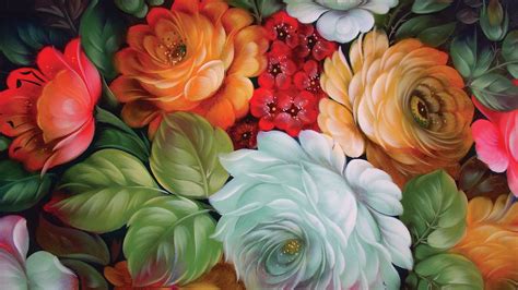 Hd Art Paintings Flowers Bouquet High Resolution Wallpaper