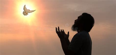 Doves Fly In The Sky Christians Have Faith In Holy Spirit Silhouette Worship To God With Love