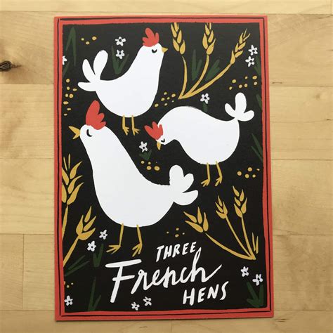 Three French Hens Postcard The Postcard Maven
