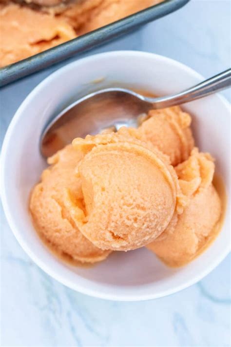 4 Ingredient Peach Sorbet Served From Scratch