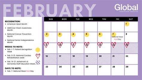 February Health Awareness Calendar Recognition And Awareness