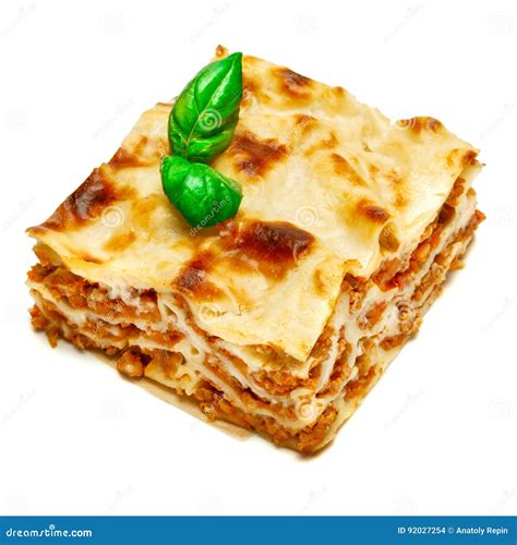 Portion Of Tasty Lasagna Isolated On White Stock Photo Image Of Meal