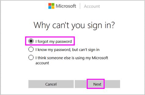 Find Back My Microsoft Account Forgotten Password Windows 10