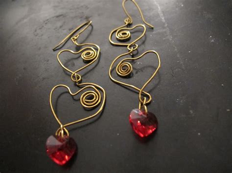 Naomi S Designs Handmade Wire Jewelry Wire Wrapped Heart Earrings