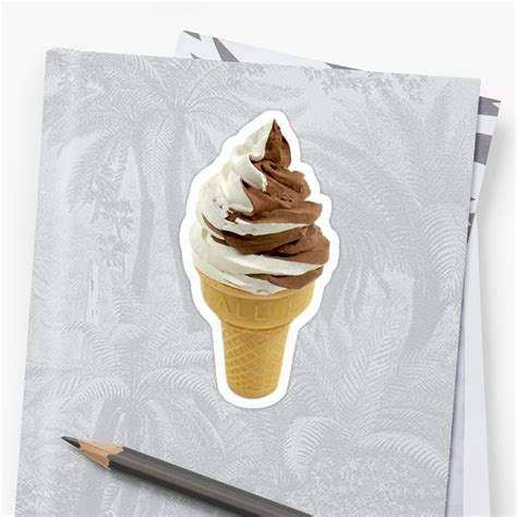 Twist Ice Cream Cone Vanilla And Chocolate Soft Serve Sticker By Oggi Redbubble