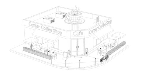 Coffee Shop Drawing Outside Pansy Rosenberg