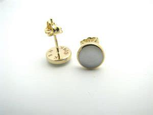 Kabana 14k Gold Stud Earrings With Inlay Mother Of Pearl