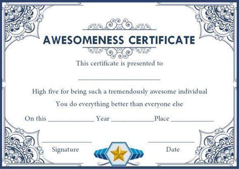 Free Printable Certificate Of Awesomeness Templates