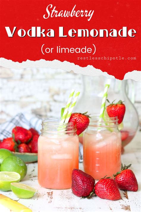 Strawberry Vodka Lemonade 🍓🍋 Recipe In 2020 Vodka Strawberry Lemonade Strawberry Vodka