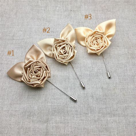 Champagne Lapel Pin Champagne Flower Wedding Pin Champagne Etsy