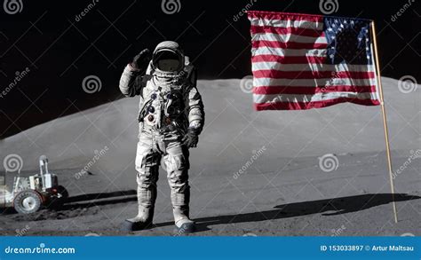 Representaci N 3d Astronauta Que Saluda La Bandera Americana Animaci N