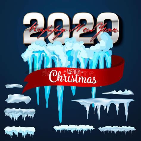 2020 Vector Collection Of Snow Caps Pile Icicles Isolated On