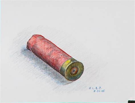 Spent Shotgun Shell Pencil Drawing By Lou Posner