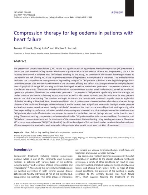 Pdf Compression Therapy For Leg Oedema In Patients With Heart Failure