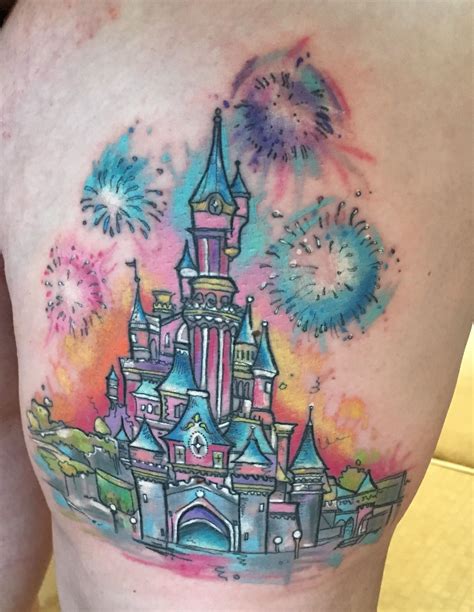 Water Colour Disney Castle Tattoo By Ladychappelletattoos 💕 Cute