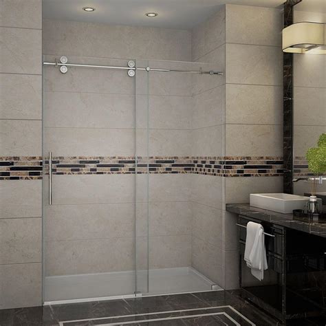 Frameless shower screens come in a range of sizes and models to suit every bathroom. Aston Langham 60 in. x 75 in. Completely Frameless Sliding ...