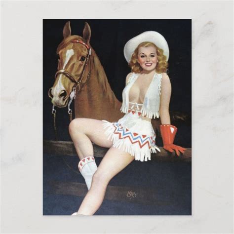 Sexy Cowgirl Pin Up Art Postcard Zazzle