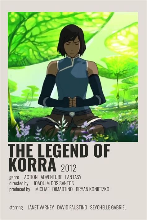 The Legend Of Korra 2012 Movie Poster With An Avatar In Front Of Green Trees