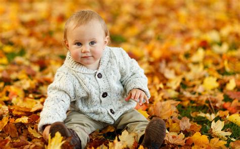 Cute Baby Boy Autumn Leaves Wallpapers | HD Wallpapers | ID #15986