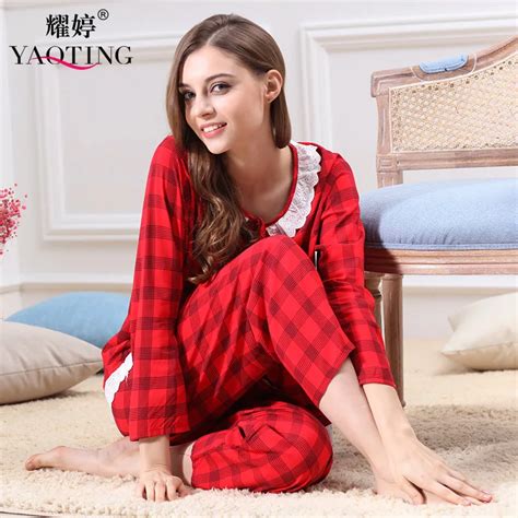 Long Sleeves Women Lovely Cotton Pajamas Spring Summer Autumn