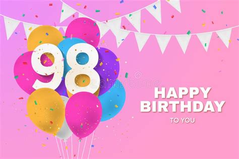 98th Birthday Card Wishes Illustration Stock Illustration