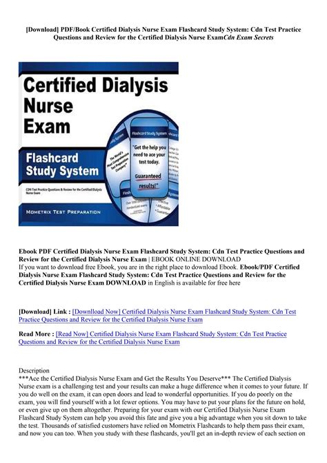Pdf Certified Dialysis Nurse Exam Flashcard Study System Cdn Test