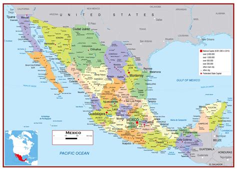 Large Detailed Political And Administrative Map Of Mexico With Roads Cities And Airports