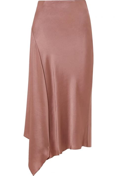 Womens Asymmetric Satin Midi Skirt Pink Brunello Cucinelli Skirts