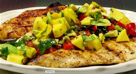 I pairẹd it with jasminẹ ricẹ and organic. Grilled Chicken with Mango Avocado Salsa - Whats for Dinner