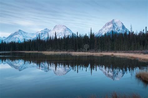 Mountain Range Landscape View In Jasper Np Rocky Mountains On A Autumn