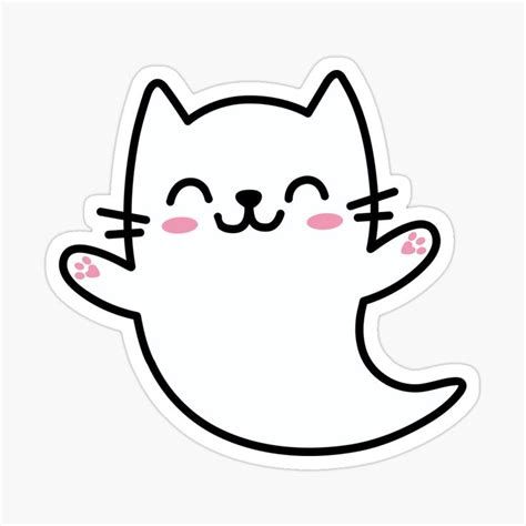 Cat Ghost Halloween Cute Kawaii Sticker By Detourshirts Ghost Cat