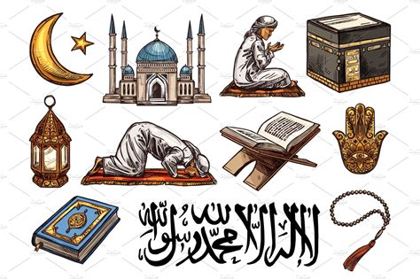 Islam Religion Symbols Illustrations Creative Market