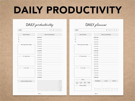 Daily Productivity 2pgs Diymini8