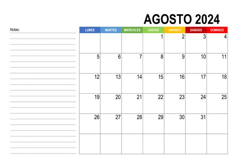 Calendario Agosto