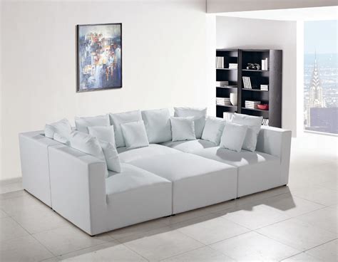 Our leather couches perfectly match with other living room furniture such as coffee tables, dressers, entertainment center etc. 206 Modern White Leather Sectional Sofa