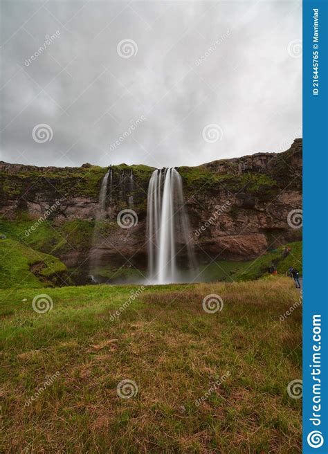 Seljalandsfoss Waterfall In Summer Iceland Stock Image Image Of