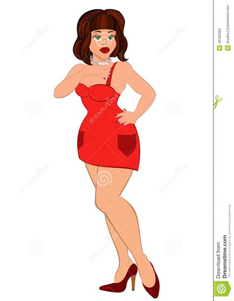 Femme Sexy De Bande Dessinée Dans La Mini Robe Rouge Illustration De
