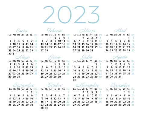 Calendarios En Español Para 2023 Sobre Un Fondo Blanco Cuadrículas De