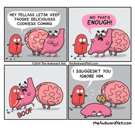 Stomach Gets A Tongue Lashing The Awkward Yeti Comics Humor Pinterest