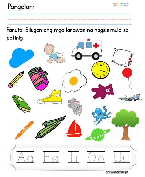 Hanapin Ang Mga Patinigfree Filipino Worksheets For Pre K And Grade 1