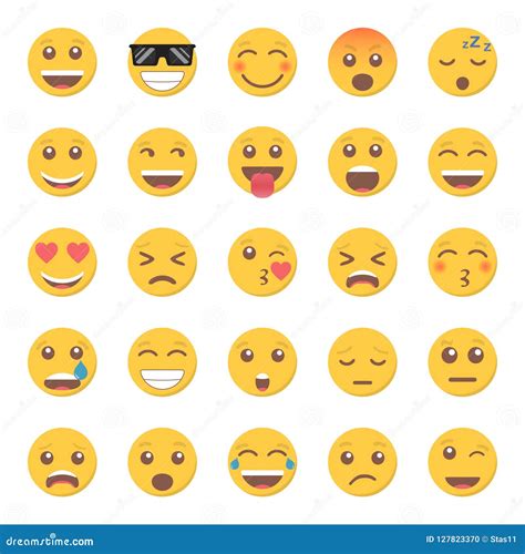 Set Of Emoticon Smile Icon In A Flat Design Stock Vector Illustration
