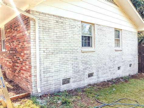 Limewash Brick Exterior Makeover Brick Exterior House Red Brick