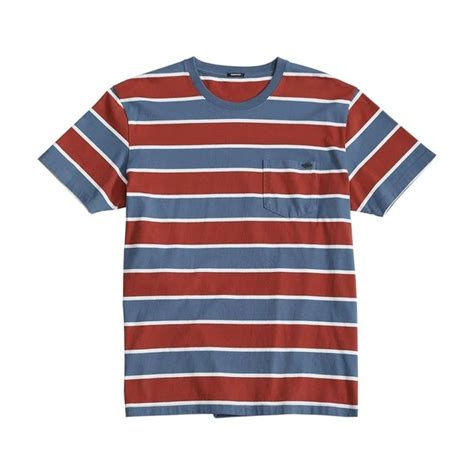 Striped Vintage Red Blue Striped Pockets Cotton T Shirt Infashionova