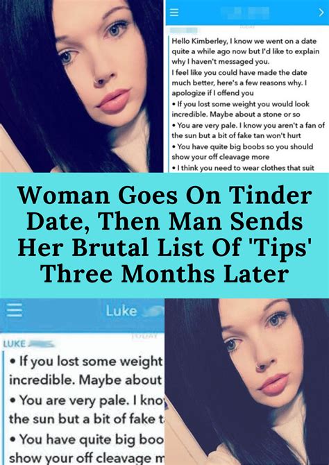 woman goes on tinder date then man sends her brutal list of tips three months later tinder