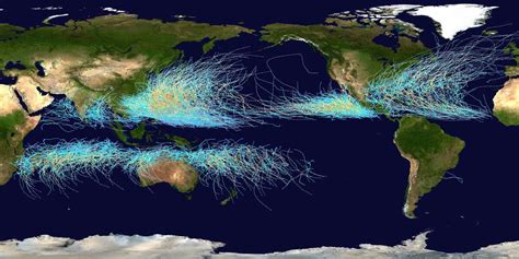 The Path Of Every Major Hurricane And Cyclone From 1985 To 2005 In One