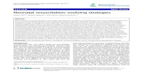 Neonatal Resuscitation Evolving Strategies · The First Edition Of The