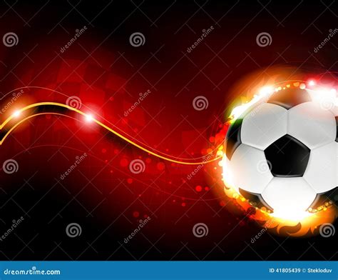Soccer Ball On Red Background Stock Vector Illustration Of Horizontal